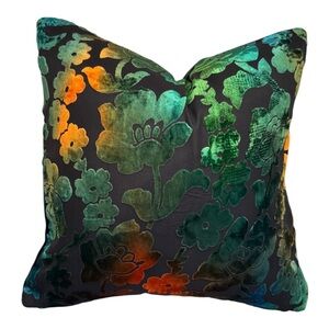 Midnight Garden Floral Burnout Pillow